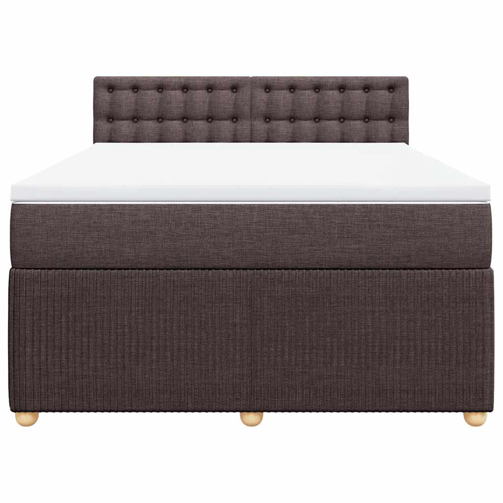Κρεβάτι Boxspring με Στρώμα Σκούρο Καφέ 140x200 εκ Υφασμάτινο - Pakobazaar