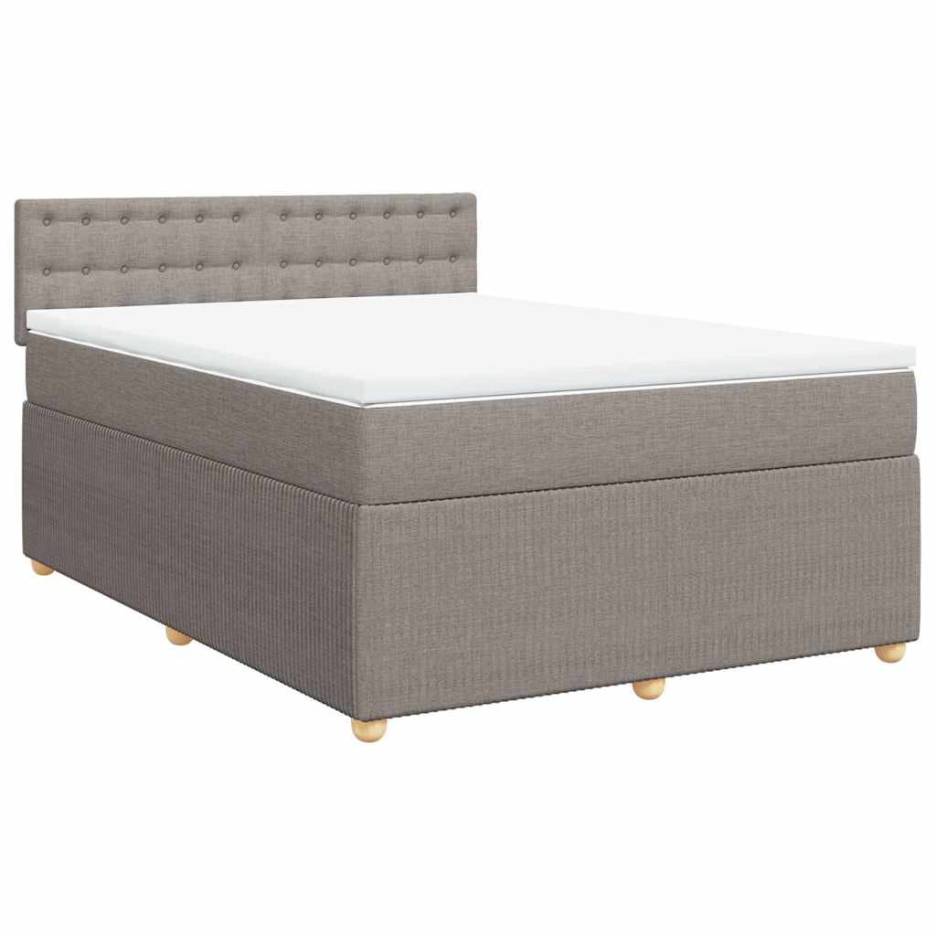 Κρεβάτι Boxspring με Στρώμα Taupe 140x200 εκ. Υφασμάτινο - Pakobazaar