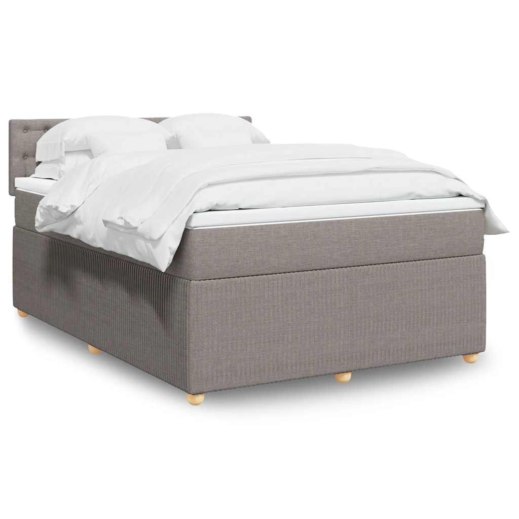 Κρεβάτι Boxspring με Στρώμα Taupe 140x200 εκ. Υφασμάτινο - Pakobazaar