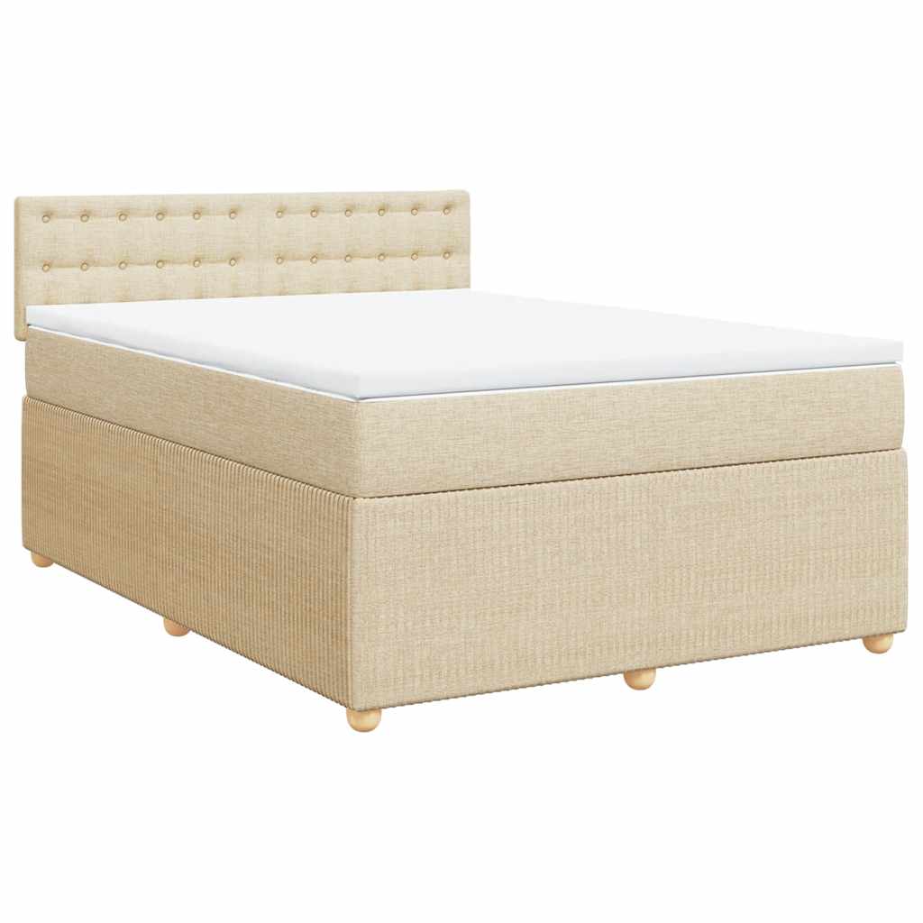 Κρεβάτι Boxspring με Στρώμα Κρεμ 140x200 εκ. Υφασμάτινο