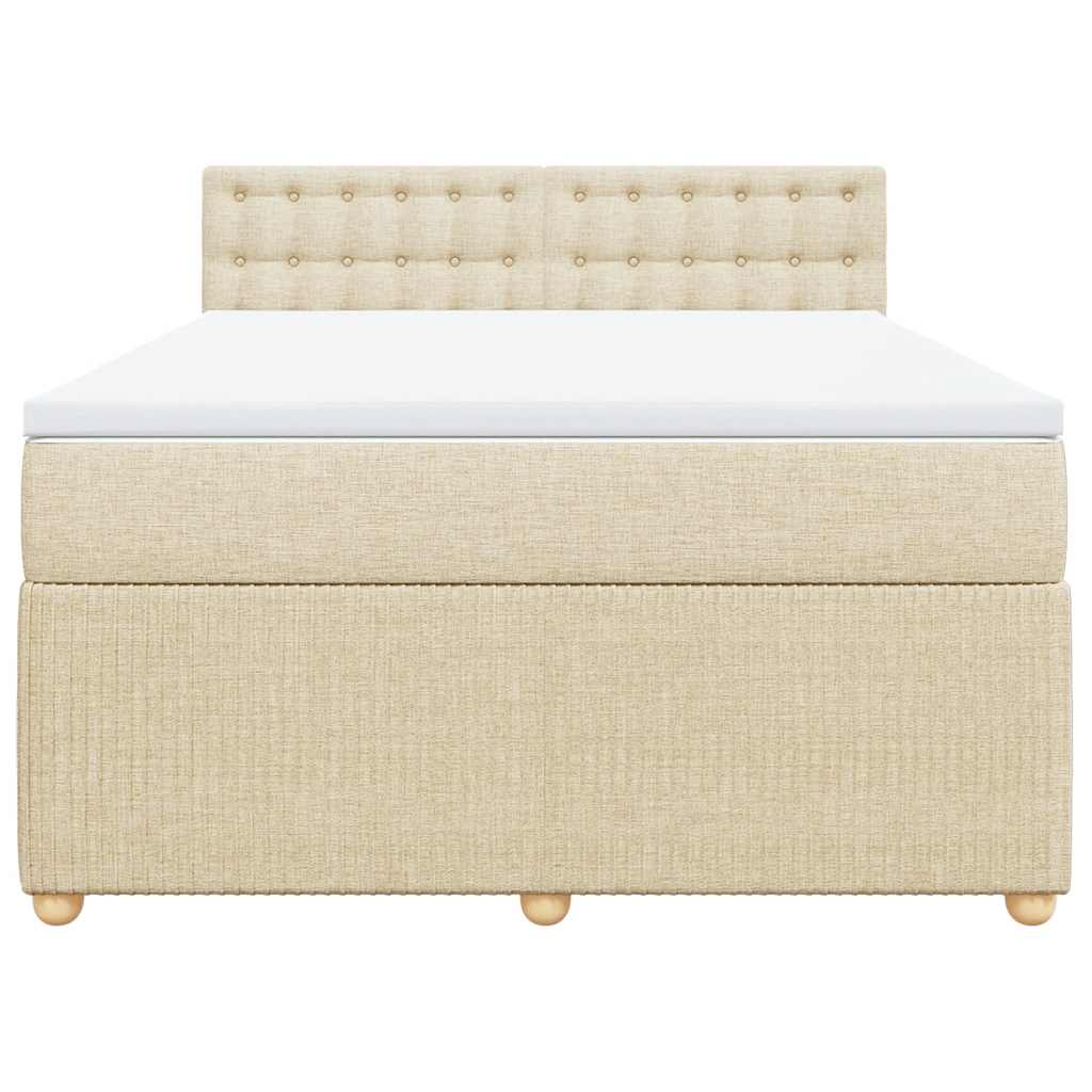 Κρεβάτι Boxspring με Στρώμα Κρεμ 140x200 εκ. Υφασμάτινο