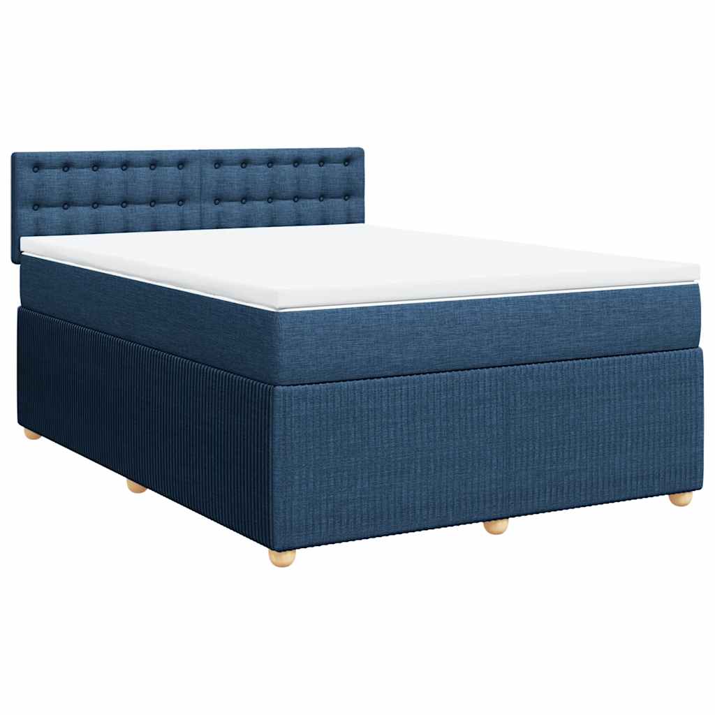 Κρεβάτι Boxspring με Στρώμα Μπλε 140x200 εκ. Υφασμάτινο - Pakobazaar