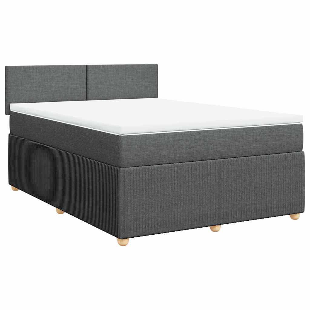 Κρεβάτι Boxspring με Στρώμα Σκούρο Γκρι 160x200 εκ Υφασμάτινο - Pakobazaar