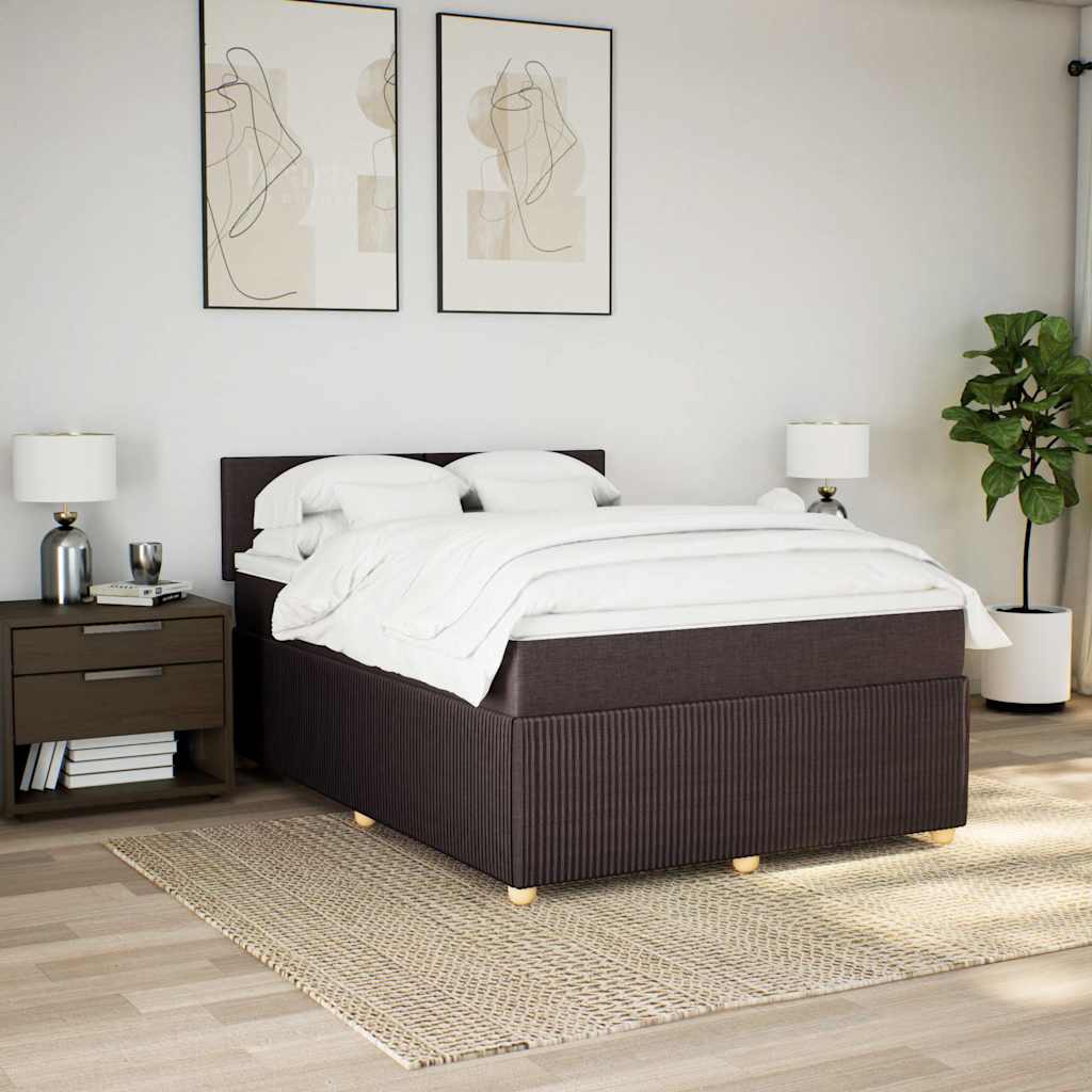 Κρεβάτι Boxspring με Στρώμα Σκούρο Καφέ 160x200 εκ Υφασμάτινο - Pakobazaar