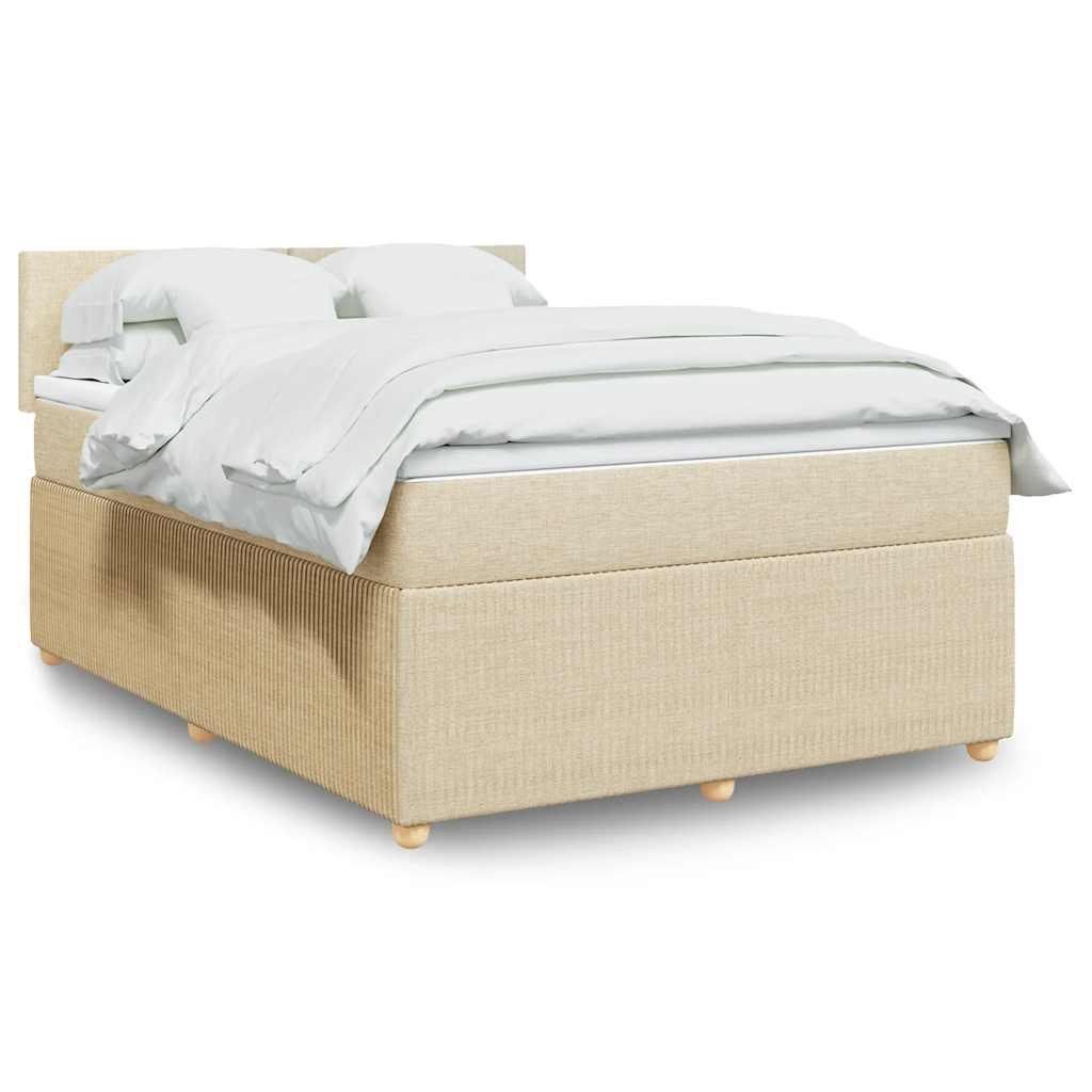 Κρεβάτι Boxspring με Στρώμα Κρεμ 160x200 εκ. Υφασμάτινο - Pakobazaar