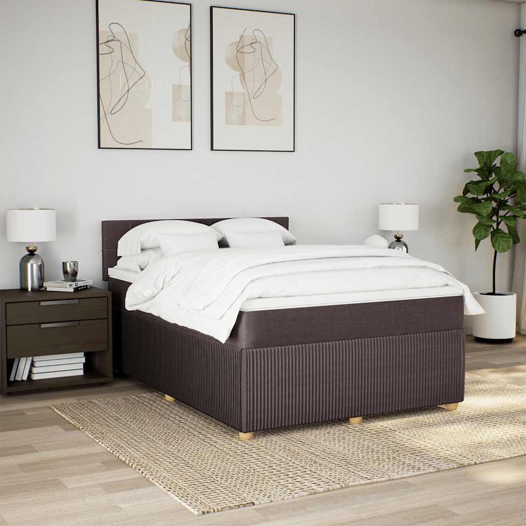 Κρεβάτι Boxspring με Στρώμα Σκούρο Καφέ 160x200 εκ Υφασμάτινο - Pakobazaar