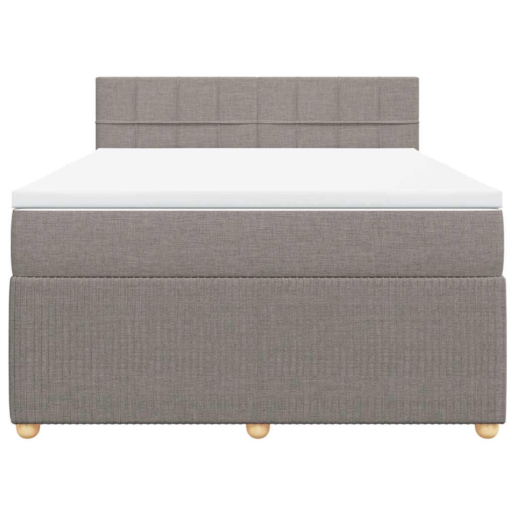 Κρεβάτι Boxspring με Στρώμα Taupe 160x200 εκ. Υφασμάτινο - Pakobazaar
