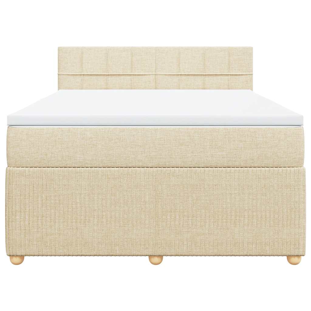 Κρεβάτι Boxspring με Στρώμα Κρεμ 160x200 εκ. Υφασμάτινο - Pakobazaar