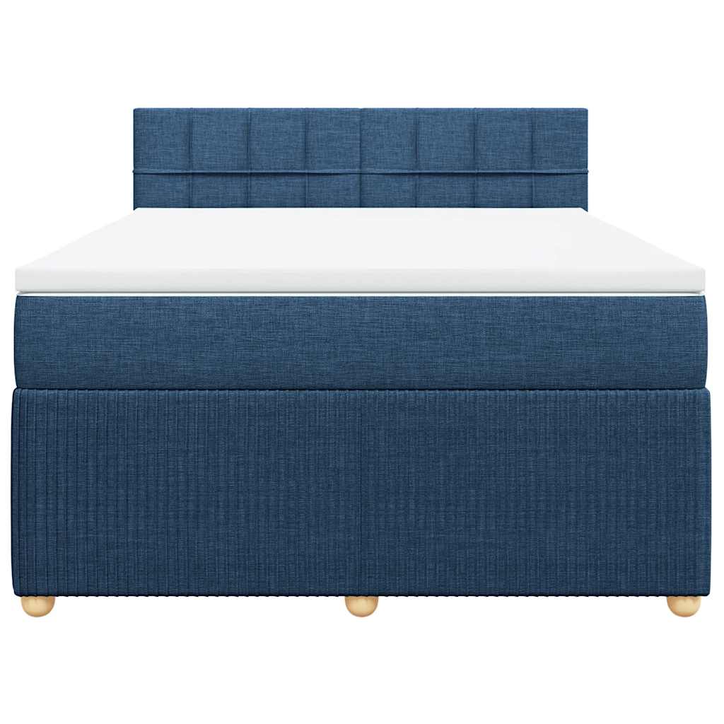 Κρεβάτι Boxspring με Στρώμα Μπλε 160x200 εκ. Υφασμάτινο - Pakobazaar