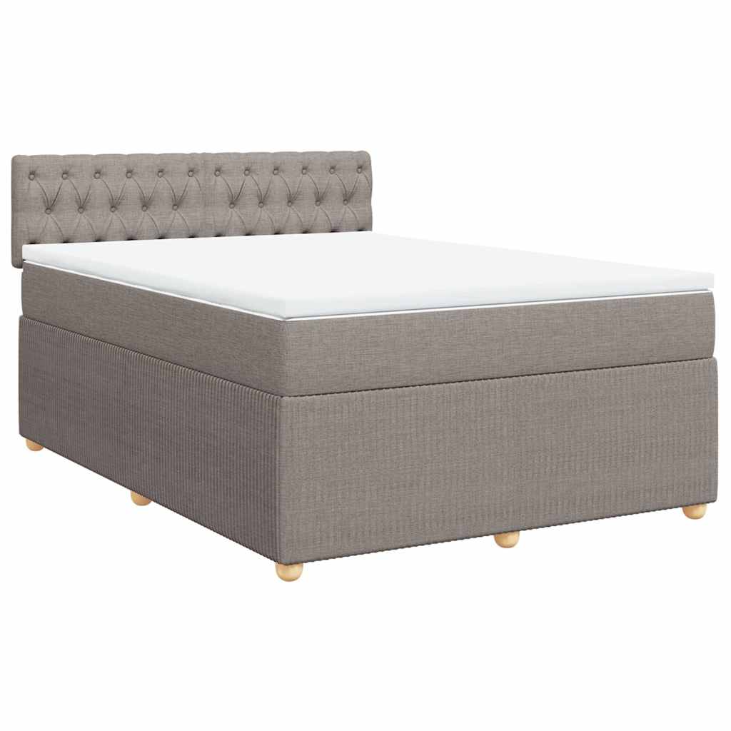 Κρεβάτι Boxspring με Στρώμα Taupe 160x200 εκ. Υφασμάτινο - Pakobazaar