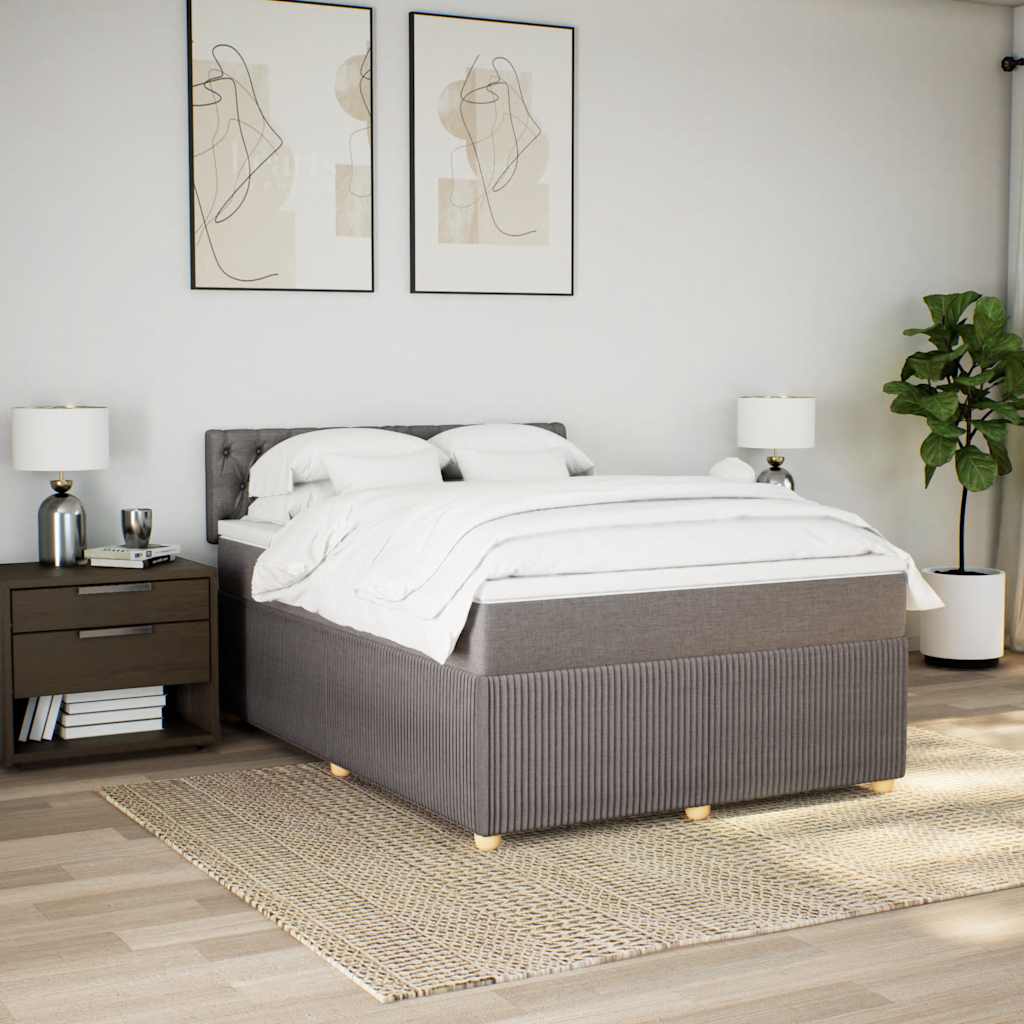 Κρεβάτι Boxspring με Στρώμα Taupe 160x200 εκ. Υφασμάτινο - Pakobazaar