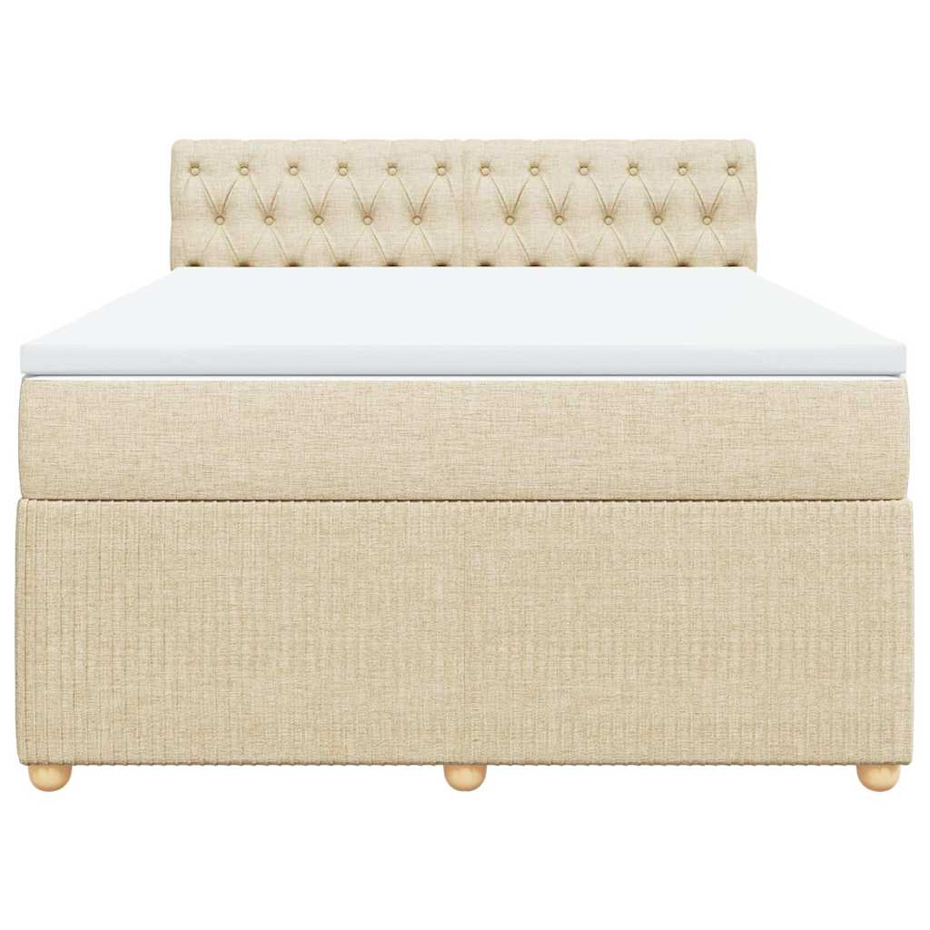 Κρεβάτι Boxspring με Στρώμα Κρεμ 160x200 εκ. Υφασμάτινο - Pakobazaar
