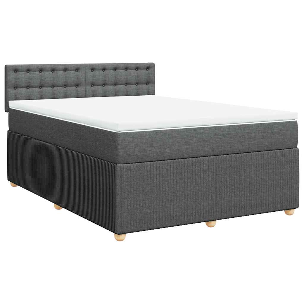 Κρεβάτι Boxspring με Στρώμα Σκούρο Γκρι 160x200 εκ Υφασμάτινο - Pakobazaar