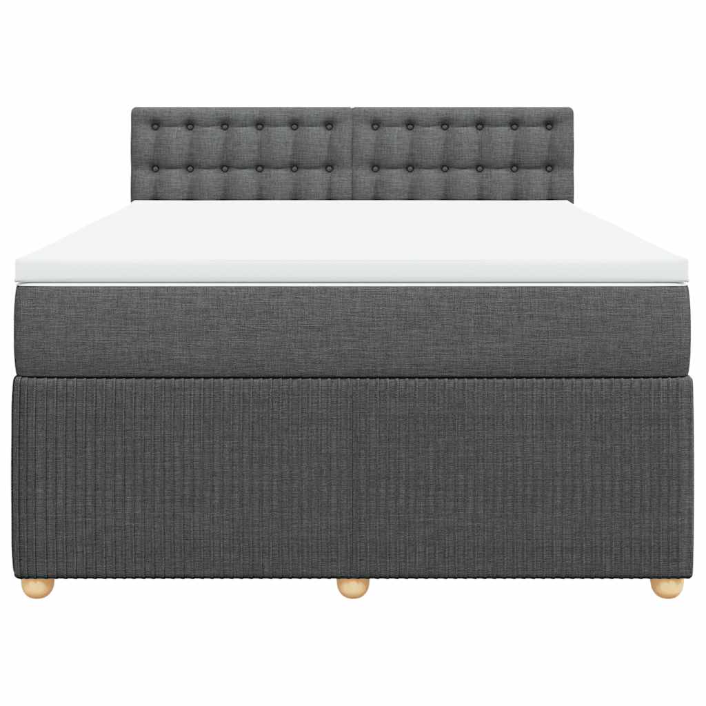 Κρεβάτι Boxspring με Στρώμα Σκούρο Γκρι 160x200 εκ Υφασμάτινο - Pakobazaar