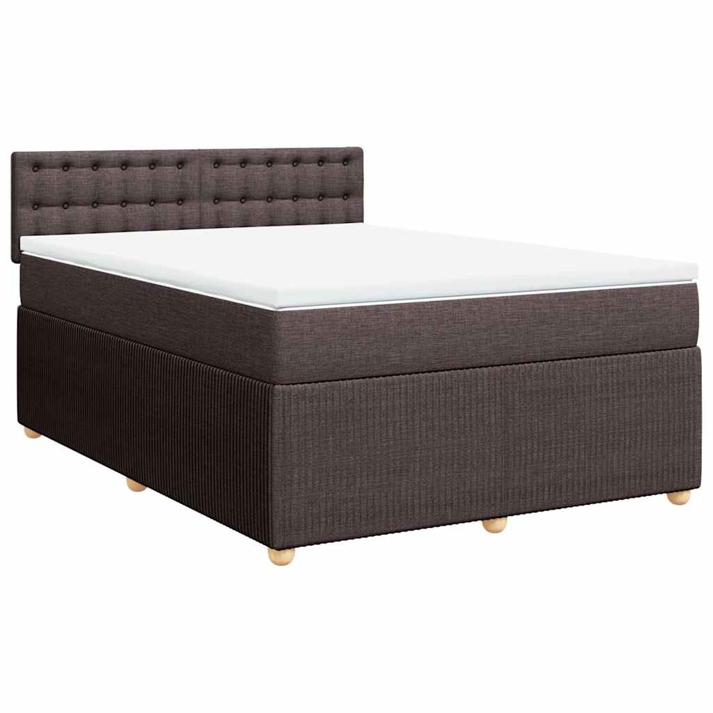 Κρεβάτι Boxspring με Στρώμα Σκούρο Καφέ 160x200 εκ Υφασμάτινο - Pakobazaar