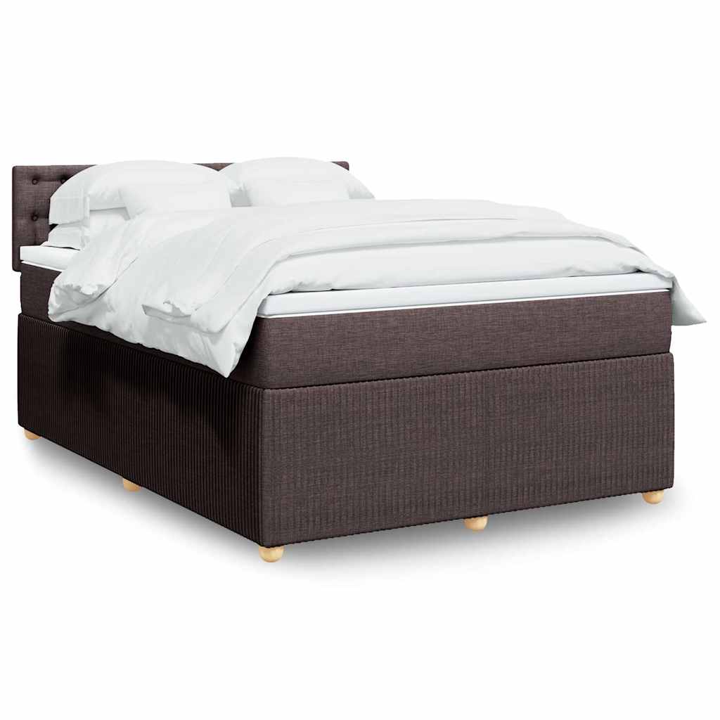 Κρεβάτι Boxspring με Στρώμα Σκούρο Καφέ 160x200 εκ Υφασμάτινο - Pakobazaar
