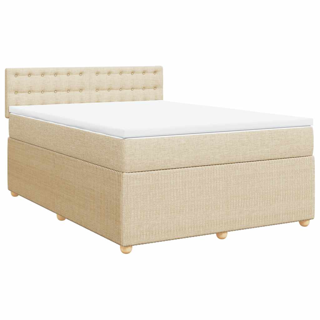 Κρεβάτι Boxspring με Στρώμα Κρεμ 160x200 εκ. Υφασμάτινο - Pakobazaar