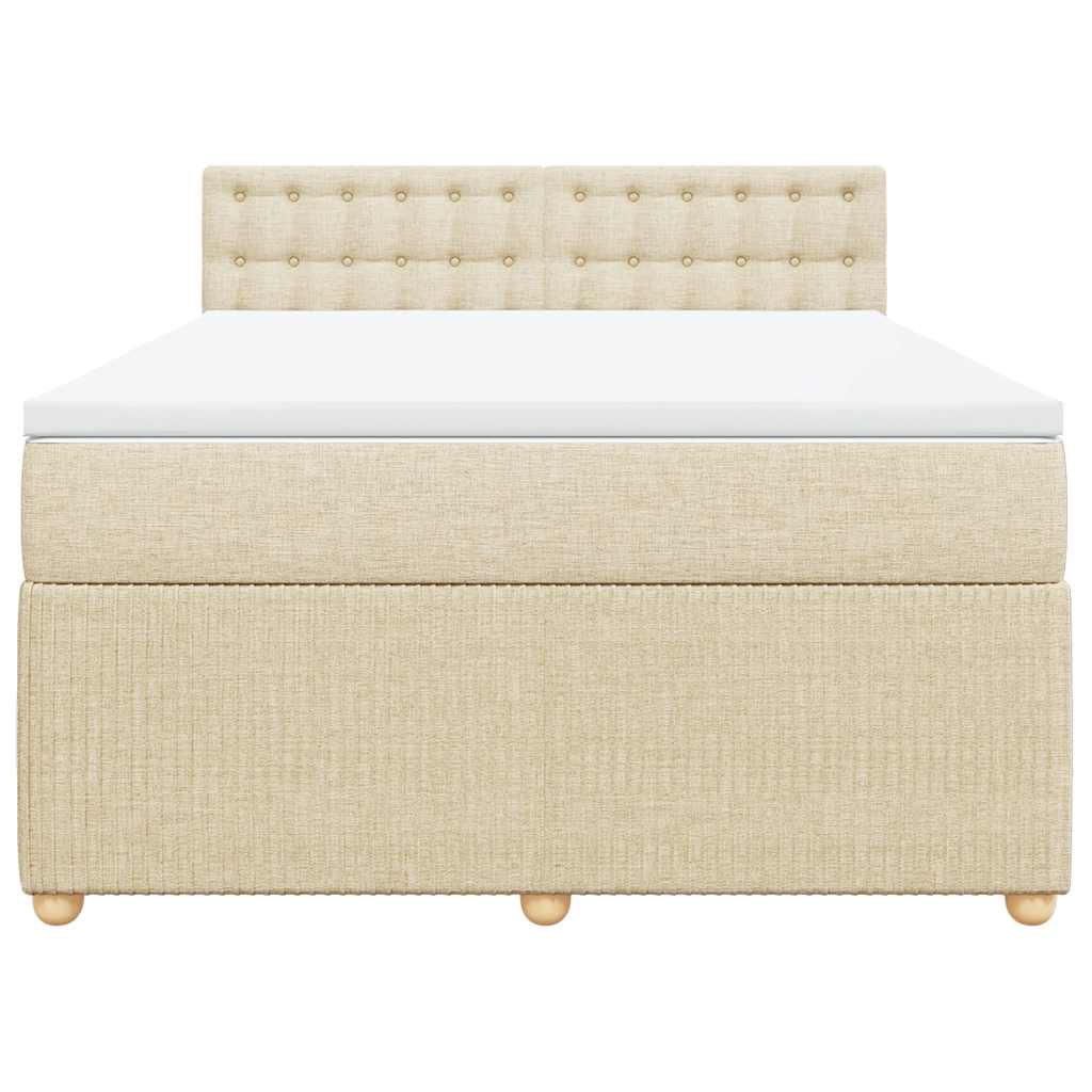 Κρεβάτι Boxspring με Στρώμα Κρεμ 160x200 εκ. Υφασμάτινο - Pakobazaar
