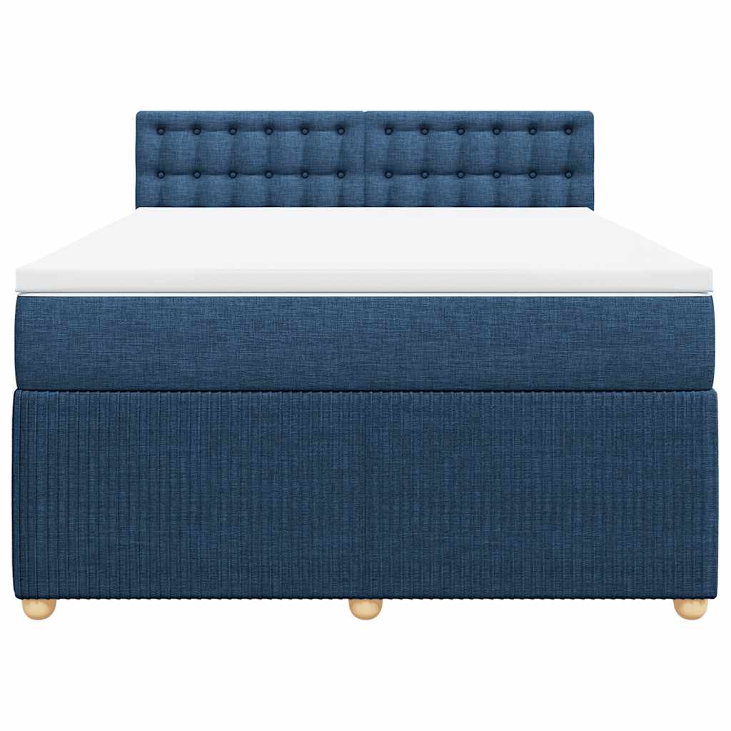 Κρεβάτι Boxspring με Στρώμα Μπλε 160x200 εκ. Υφασμάτινο - Pakobazaar