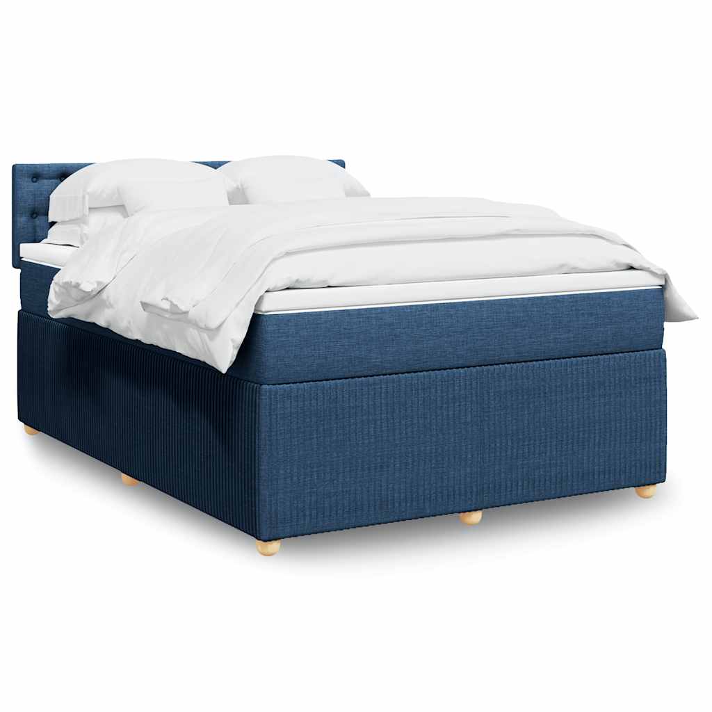 Κρεβάτι Boxspring με Στρώμα Μπλε 160x200 εκ. Υφασμάτινο - Pakobazaar