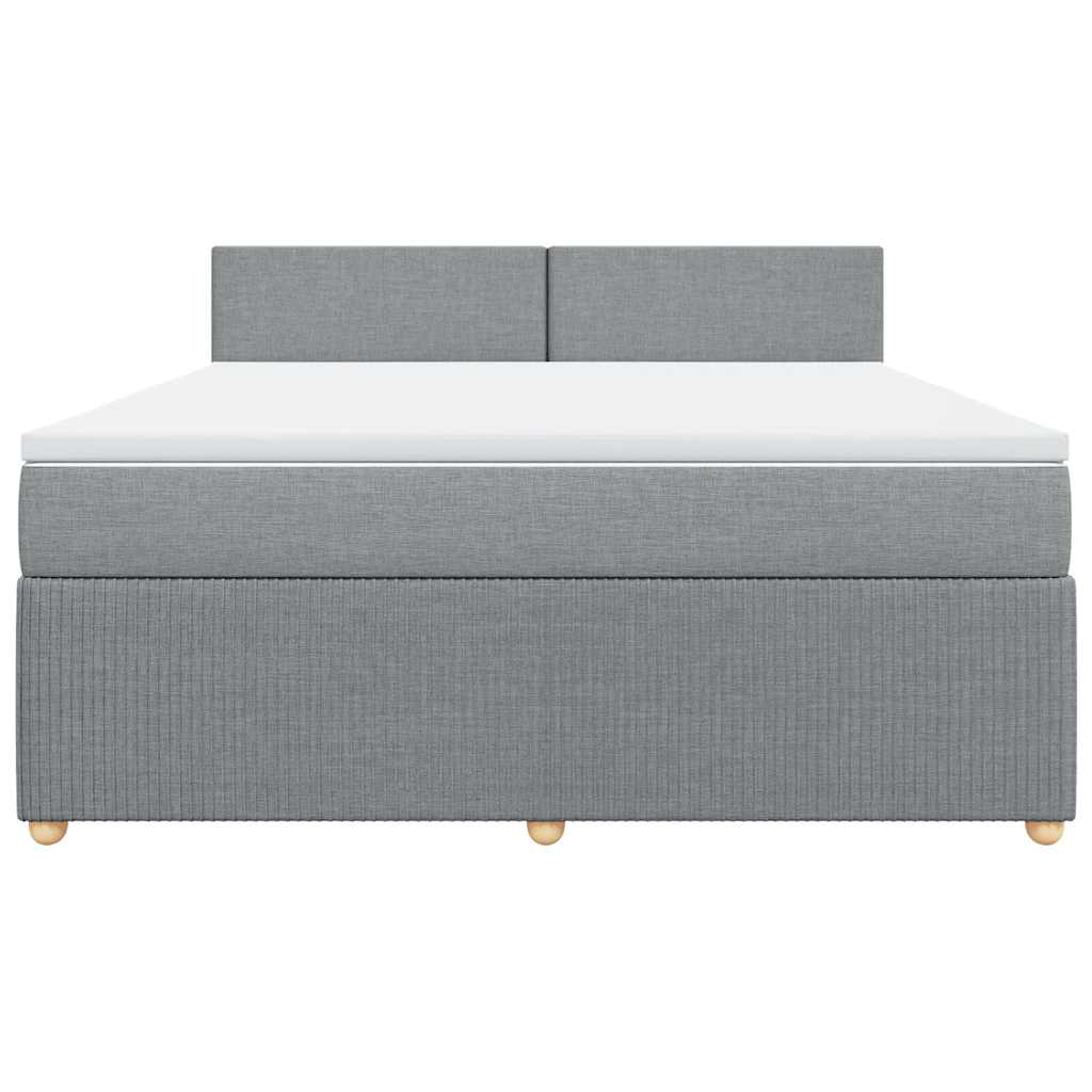 Κρεβάτι Boxspring με Στρώμα Ανοιχτό Γκρι 180x200 εκ. Υφασμάτινο - Pakobazaar