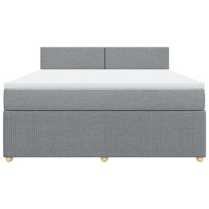 Κρεβάτι Boxspring με Στρώμα Ανοιχτό Γκρι 180x200 εκ. Υφασμάτινο - Pakobazaar