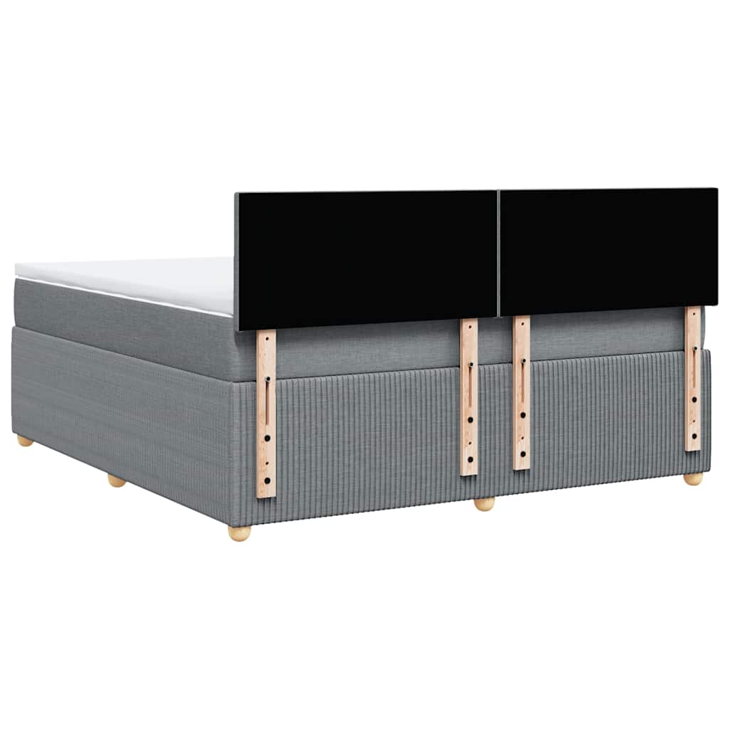 Κρεβάτι Boxspring με Στρώμα Ανοιχτό Γκρι 180x200 εκ. Υφασμάτινο - Pakobazaar