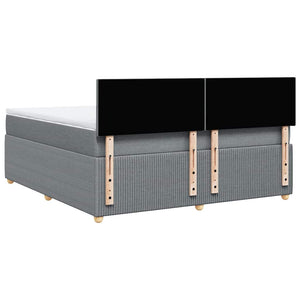Κρεβάτι Boxspring με Στρώμα Ανοιχτό Γκρι 180x200 εκ. Υφασμάτινο - Pakobazaar