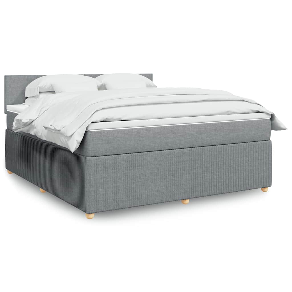 Κρεβάτι Boxspring με Στρώμα Ανοιχτό Γκρι 180x200 εκ. Υφασμάτινο - Pakobazaar