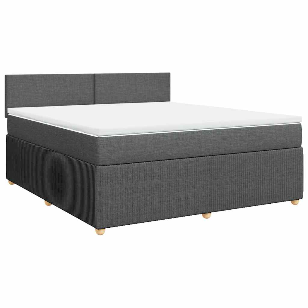 Κρεβάτι Boxspring με Στρώμα Σκούρο Γκρι 180x200 εκ Υφασμάτιν - Pakobazaar