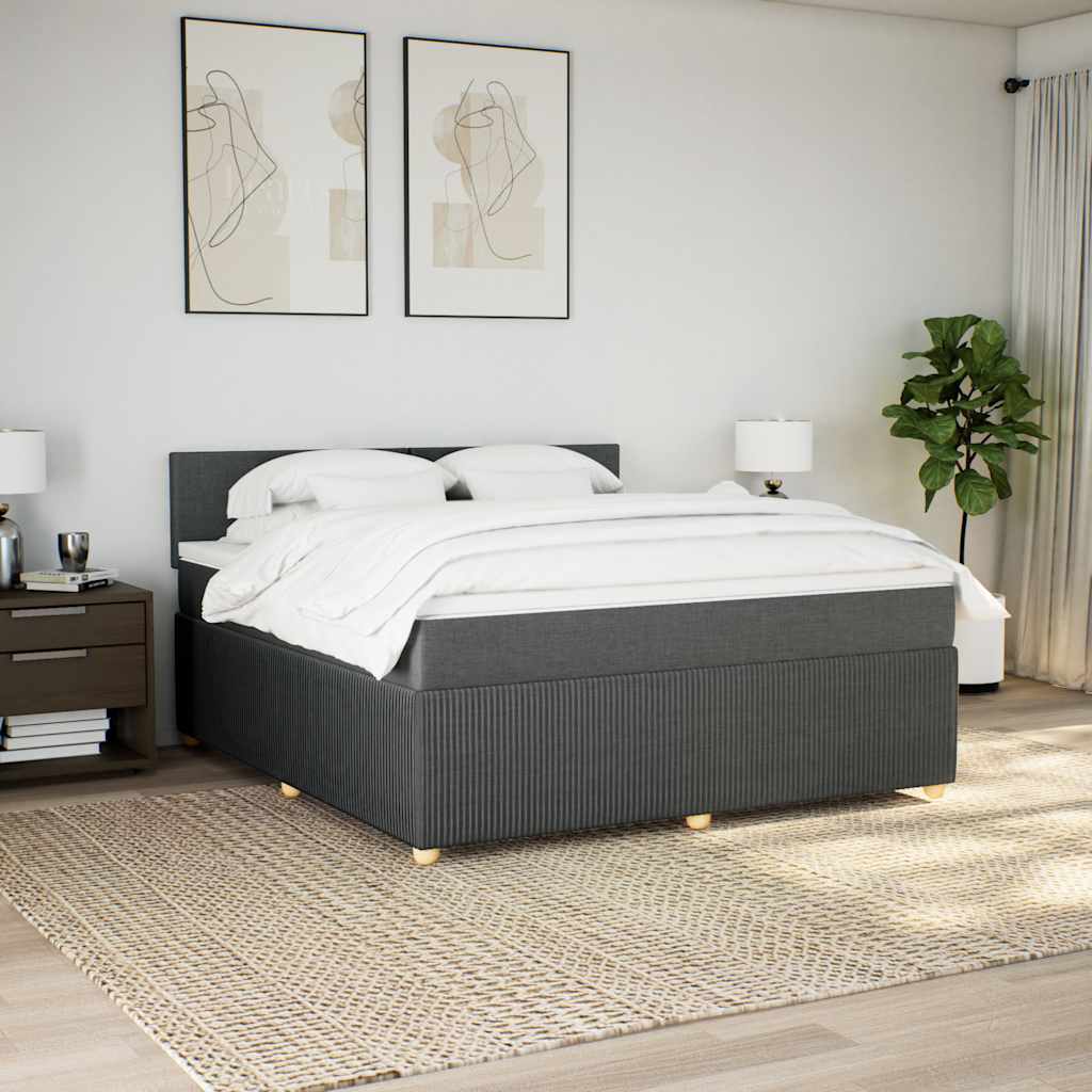 Κρεβάτι Boxspring με Στρώμα Σκούρο Γκρι 180x200 εκ Υφασμάτιν - Pakobazaar