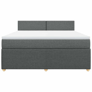 Κρεβάτι Boxspring με Στρώμα Σκούρο Γκρι 180x200 εκ Υφασμάτιν - Pakobazaar