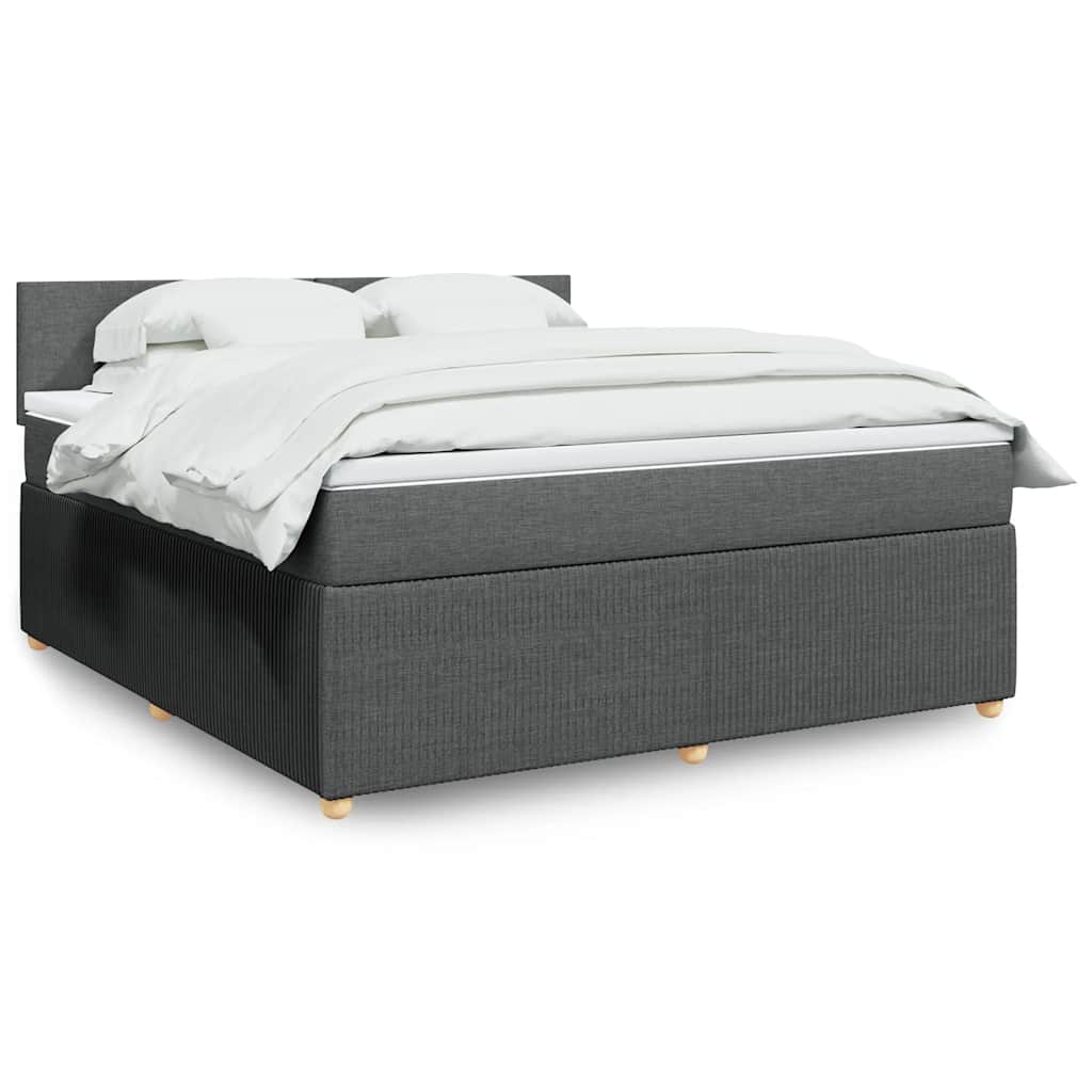 Κρεβάτι Boxspring με Στρώμα Σκούρο Γκρι 180x200 εκ Υφασμάτιν - Pakobazaar