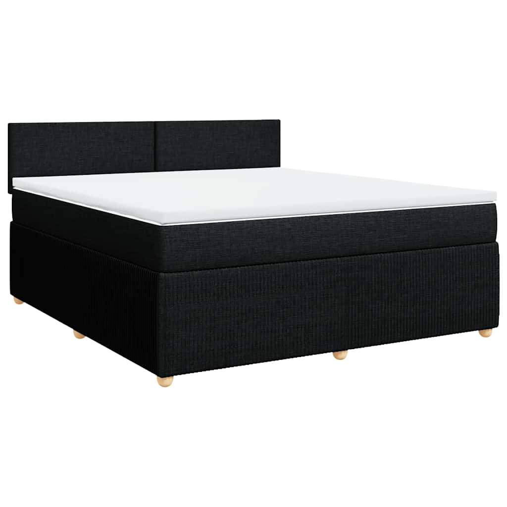 Κρεβάτι Boxspring με Στρώμα Μαύρο 180x200 εκ. Υφασμάτινο - Pakobazaar