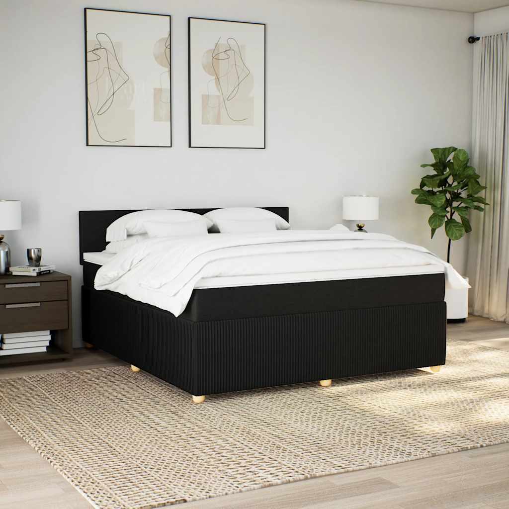 Κρεβάτι Boxspring με Στρώμα Μαύρο 180x200 εκ. Υφασμάτινο - Pakobazaar