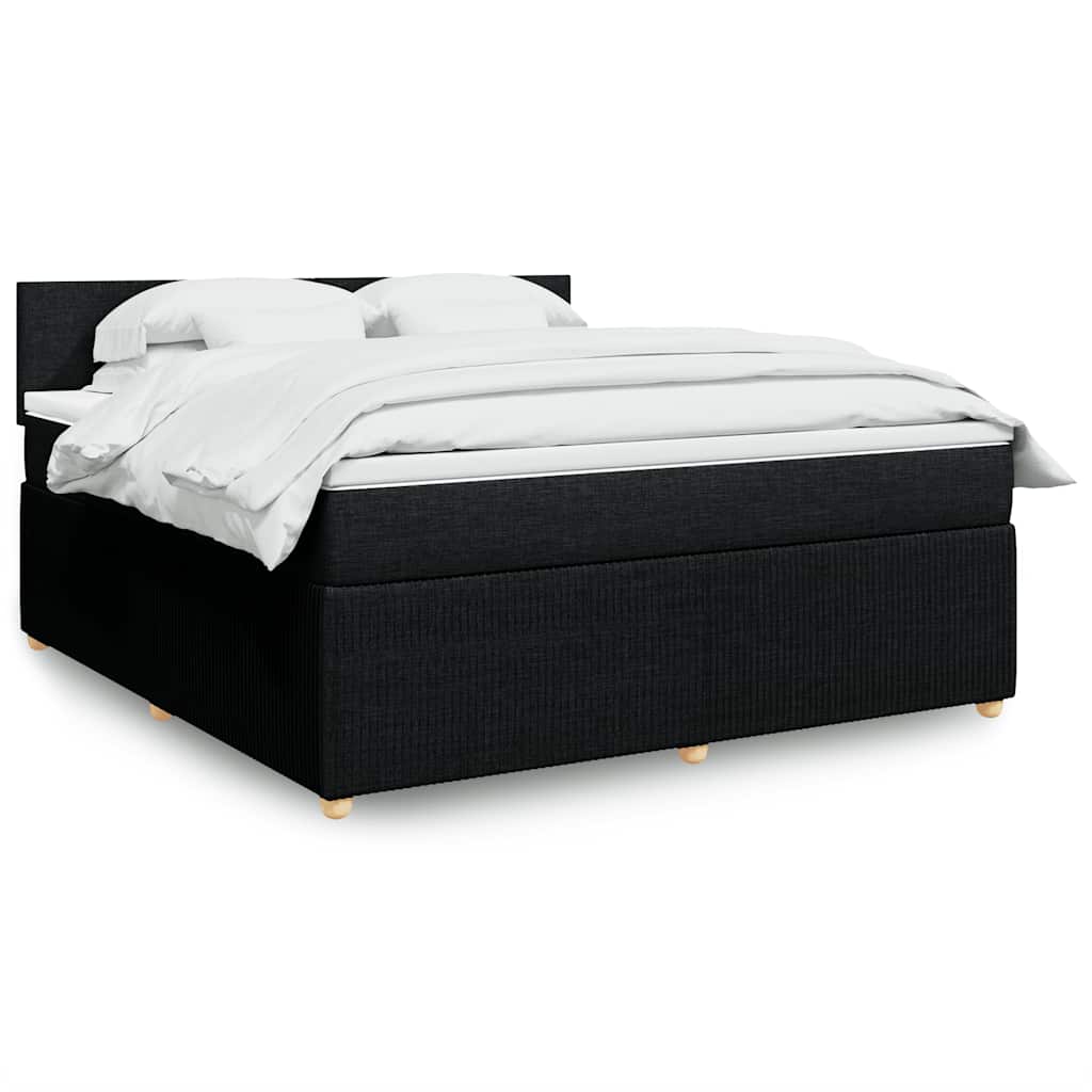 Κρεβάτι Boxspring με Στρώμα Μαύρο 180x200 εκ. Υφασμάτινο - Pakobazaar