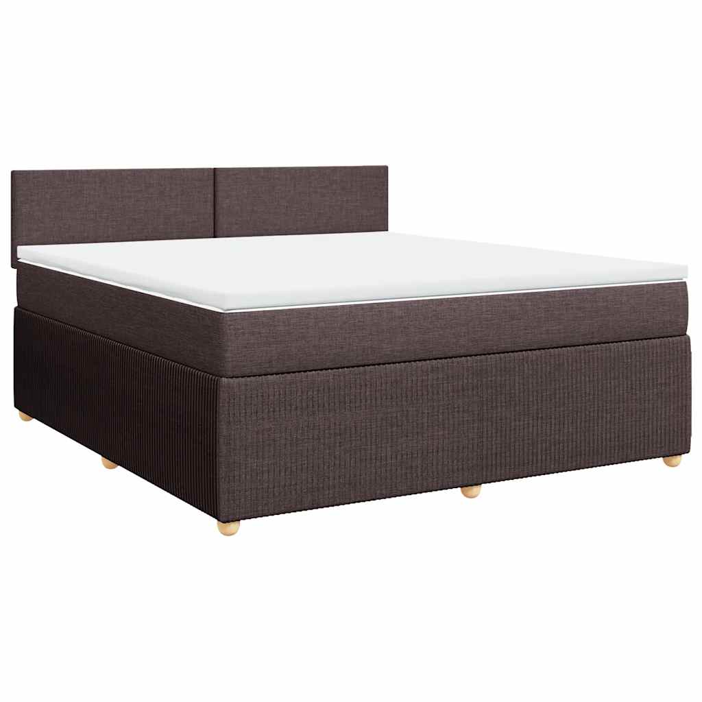 Κρεβάτι Boxspring με Στρώμα Σκούρο Καφέ 180x200 εκ Υφασμάτινο - Pakobazaar