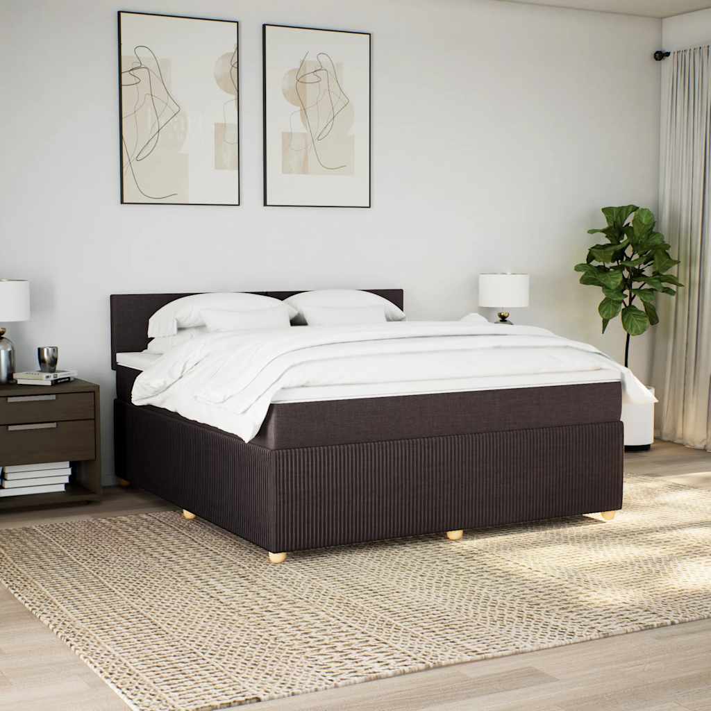 Κρεβάτι Boxspring με Στρώμα Σκούρο Καφέ 180x200 εκ Υφασμάτινο - Pakobazaar