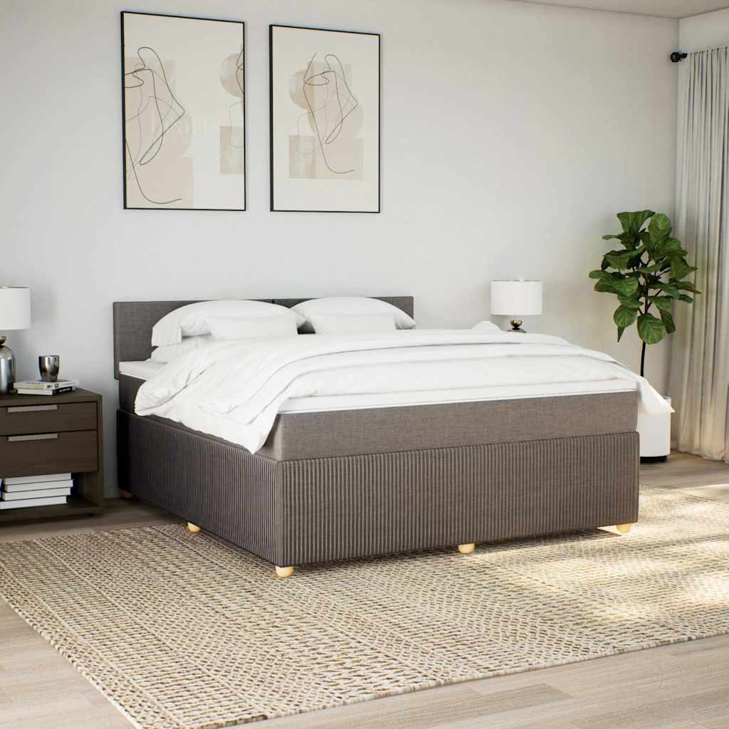 Κρεβάτι Boxspring με Στρώμα Taupe 180x200 εκ. Υφασμάτινο - Pakobazaar
