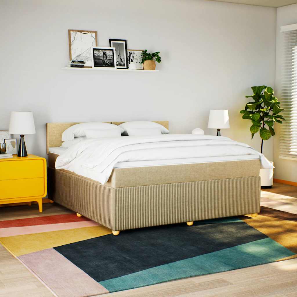 Κρεβάτι Boxspring με Στρώμα Κρεμ 180x200 εκ. Υφασμάτινο - Pakobazaar