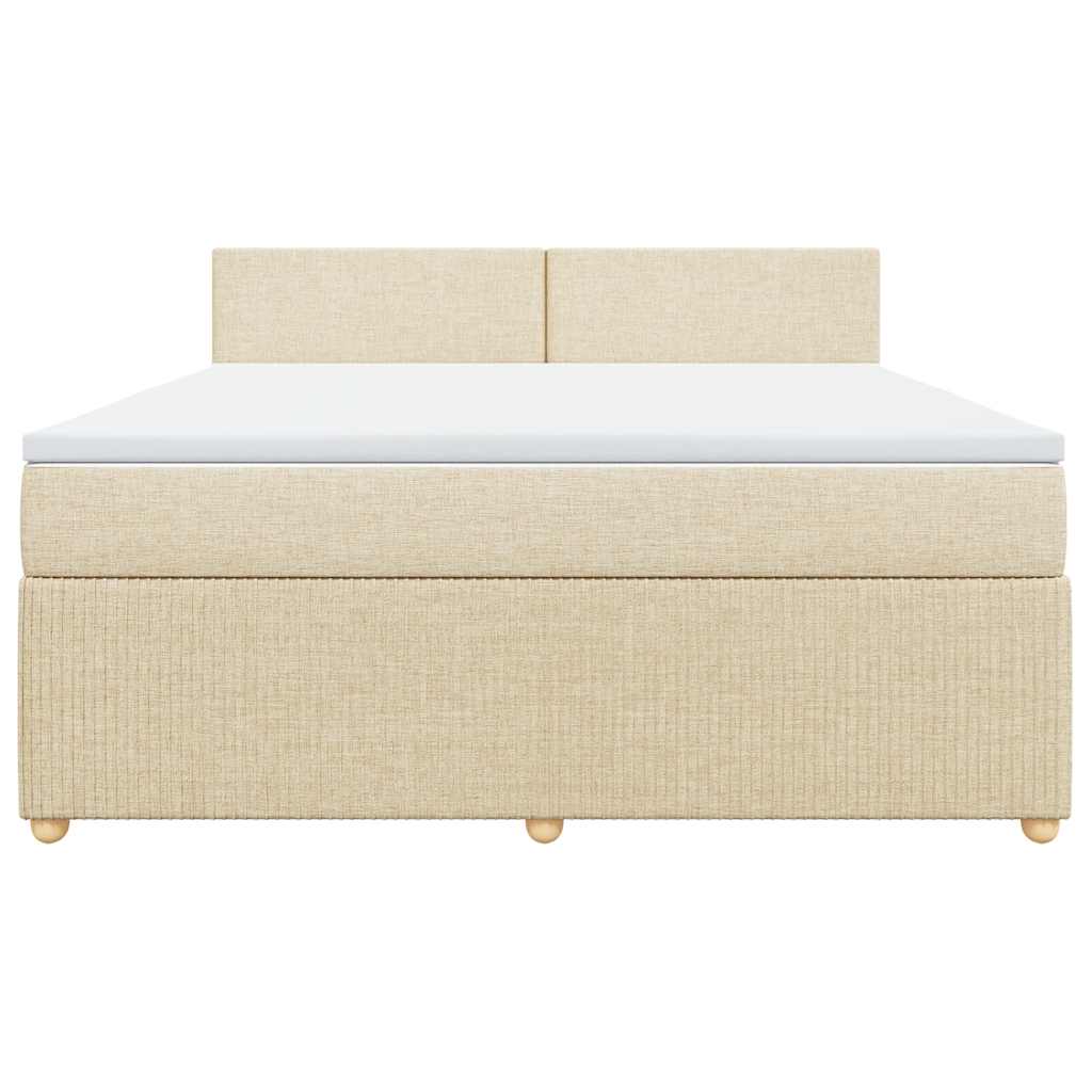 Κρεβάτι Boxspring με Στρώμα Κρεμ 180x200 εκ. Υφασμάτινο - Pakobazaar