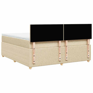 Κρεβάτι Boxspring με Στρώμα Κρεμ 180x200 εκ. Υφασμάτινο - Pakobazaar