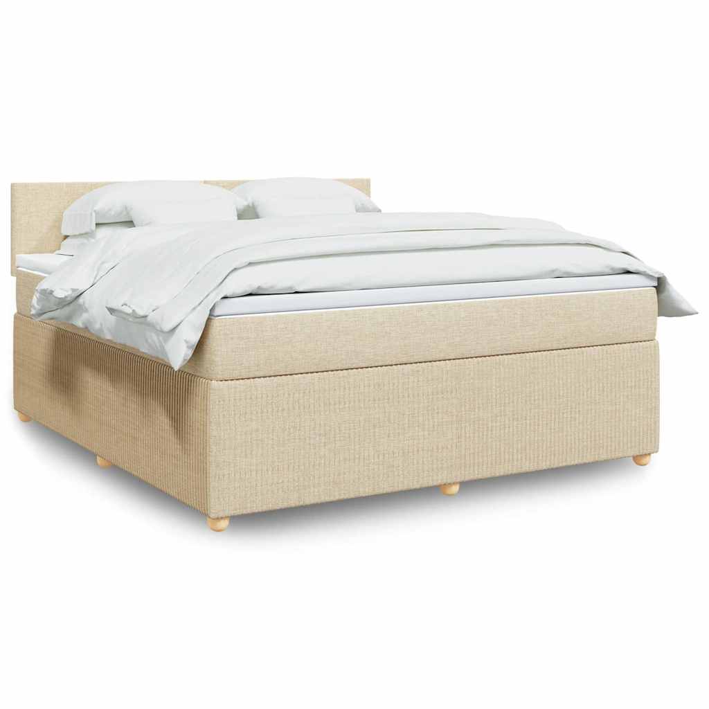 Κρεβάτι Boxspring με Στρώμα Κρεμ 180x200 εκ. Υφασμάτινο - Pakobazaar
