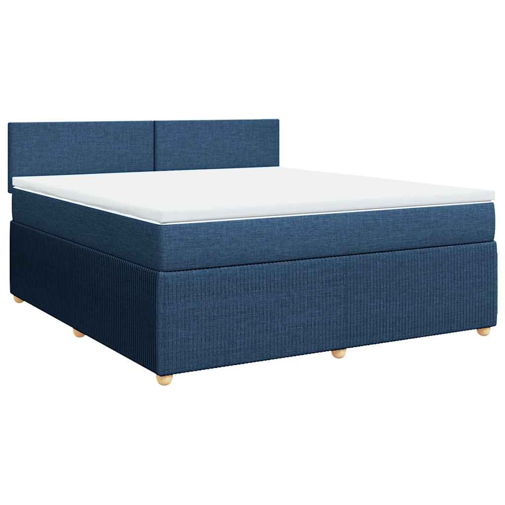 Κρεβάτι Boxspring με Στρώμα Μπλε 180x200 εκ. Υφασμάτινο
