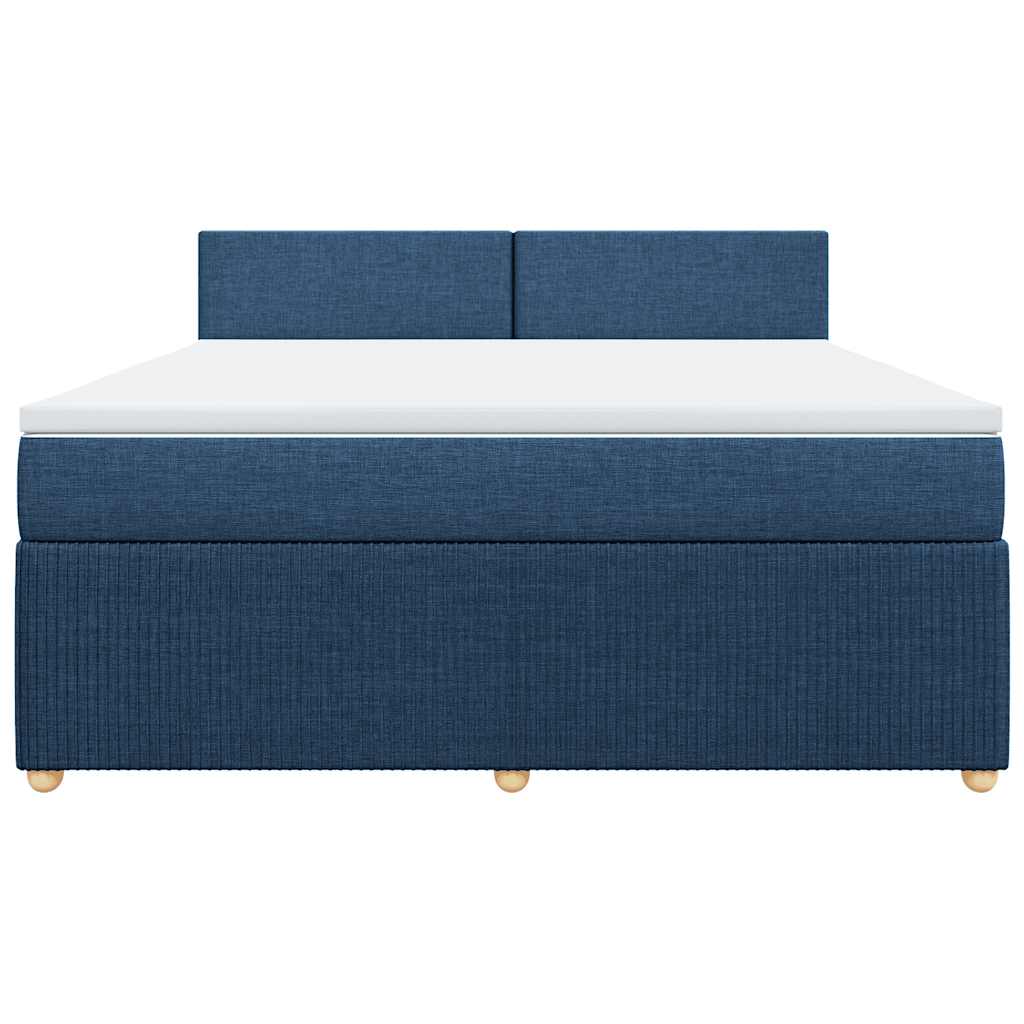 Κρεβάτι Boxspring με Στρώμα Μπλε 180x200 εκ. Υφασμάτινο
