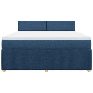 Κρεβάτι Boxspring με Στρώμα Μπλε 180x200 εκ. Υφασμάτινο