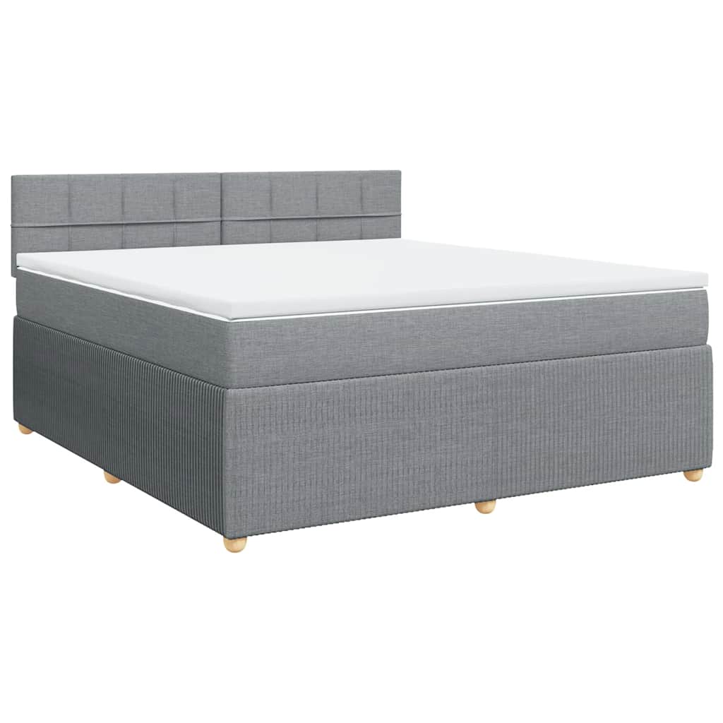 Κρεβάτι Boxspring με Στρώμα Ανοιχτό Γκρι 180x200 εκ. Υφασμάτινο - Pakobazaar