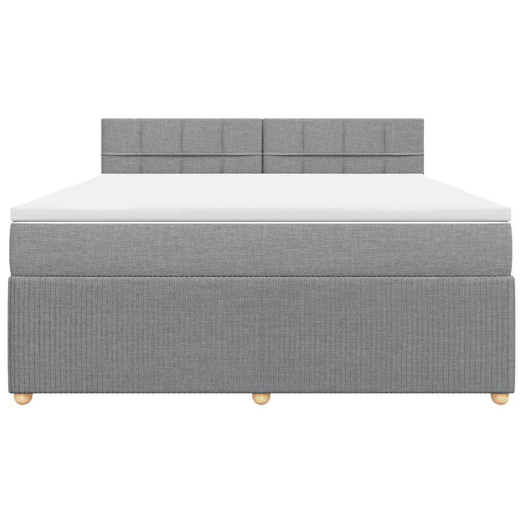 Κρεβάτι Boxspring με Στρώμα Ανοιχτό Γκρι 180x200 εκ. Υφασμάτινο - Pakobazaar