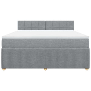 Κρεβάτι Boxspring με Στρώμα Ανοιχτό Γκρι 180x200 εκ. Υφασμάτινο - Pakobazaar