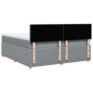 Κρεβάτι Boxspring με Στρώμα Ανοιχτό Γκρι 180x200 εκ. Υφασμάτινο - Pakobazaar